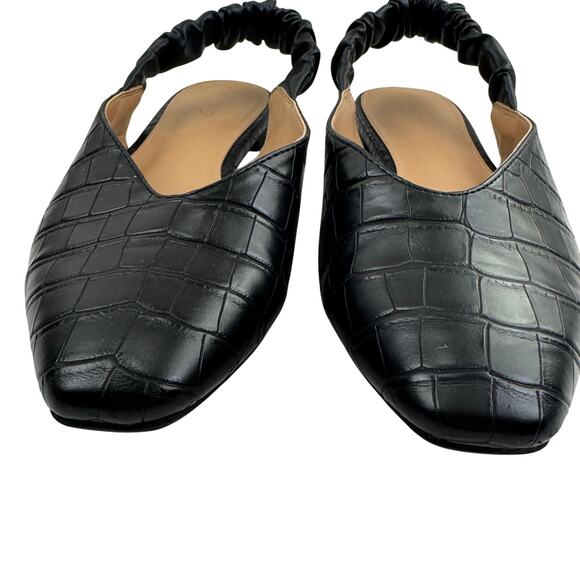 Circus New York Black Embossed Croc Slingback Chic Flats Women's Size 9 - Picture 3 of 10